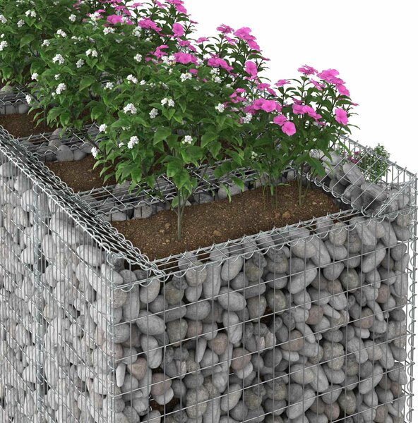 VidaXL Gabion emelt ágy 2 db 200 x 100 x 60 cm Horganyzott Acél Ezüst