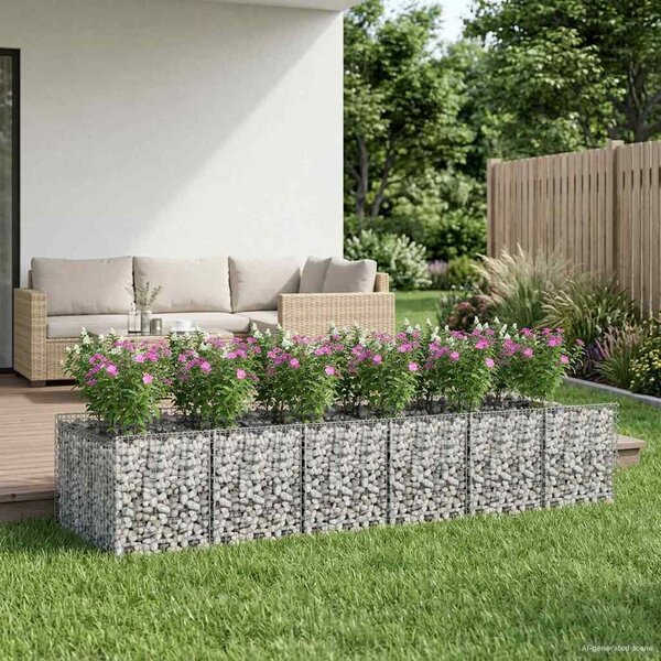 VidaXL Gabion emelt ágy 2 db 300 x 100 x 60 cm Horganyzott Acél Ezüst