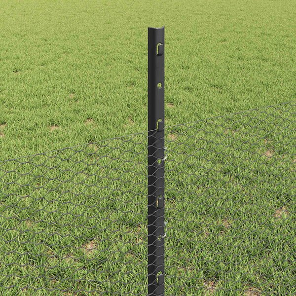 VidaXL Hatszögletű kerítés oszlopokkal 100 x 0,5 m PVC-bevonatos acél
