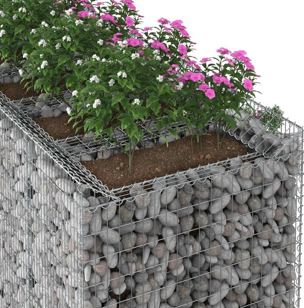 VidaXL Gabion emelt ágy 2 db 300 x 100 x 60 cm Horganyzott Acél Ezüst