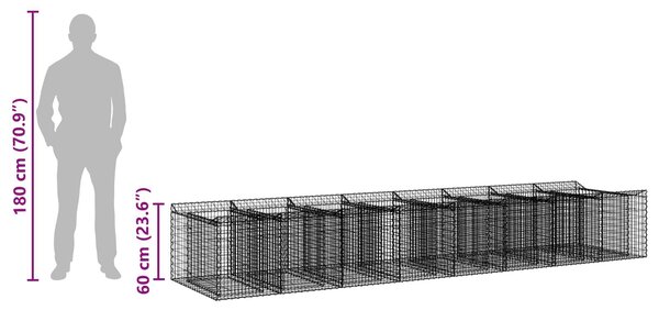 VidaXL Gabion emelt ágy 3 db 400 x 100 x 60 cm Horganyzott Acél Ezüst
