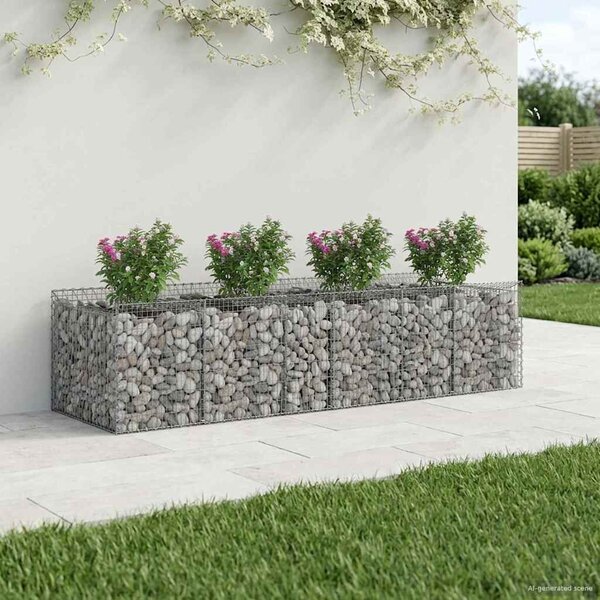 VidaXL Gabion emelt ágy 3 db 400 x 100 x 60 cm Horganyzott Acél Ezüst