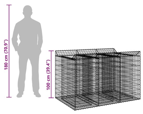 VidaXL Gabion emelt ágy 2 db 150 x 100 x 100 cm Horganyzott Acél Ezüst