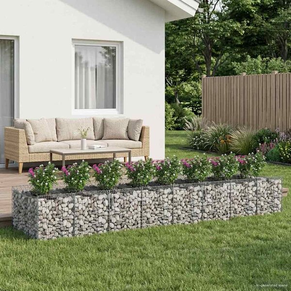 VidaXL Gabion emelt ágy 3 db 400 x 100 x 60 cm Horganyzott Acél Ezüst