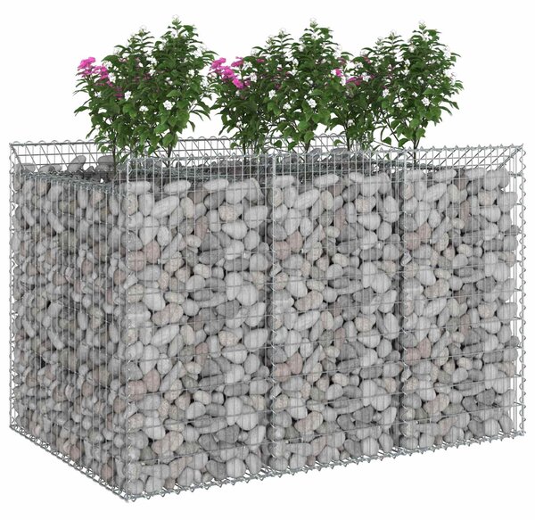 VidaXL Gabion emelt ágy 2 db 150 x 100 x 100 cm Horganyzott Acél Ezüst