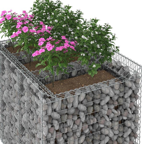 VidaXL Gabion emelt ágy 2 db 150 x 100 x 100 cm Horganyzott Acél Ezüst