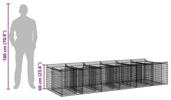 VidaXL Gabion emelt ágy 2 db 300 x 100 x 60 cm Horganyzott Acél Ezüst