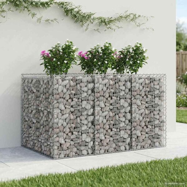 VidaXL Gabion emelt ágy 2 db 150 x 100 x 100 cm Horganyzott Acél Ezüst