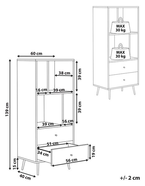 Polcrendszer RICHMOND 139 cm Világos tölgy