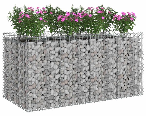 VidaXL Gabion emelt ágy 2 db 200 x 100 x 100 cm Horganyzott Acél Ezüst