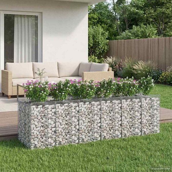 VidaXL Gabion emelt ágy 3 db 300 x 100 x 100 cm Horganyzott Acél Ezüst
