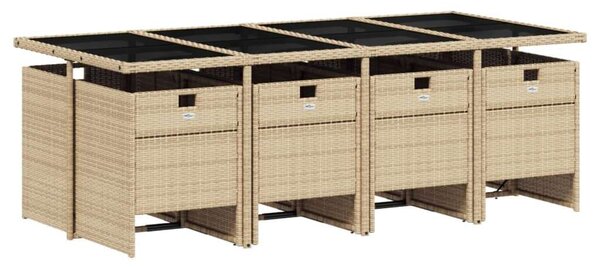 VidaXL Polyrattan Kerti Étkezőgarnitúra - 9 részes - Bézs