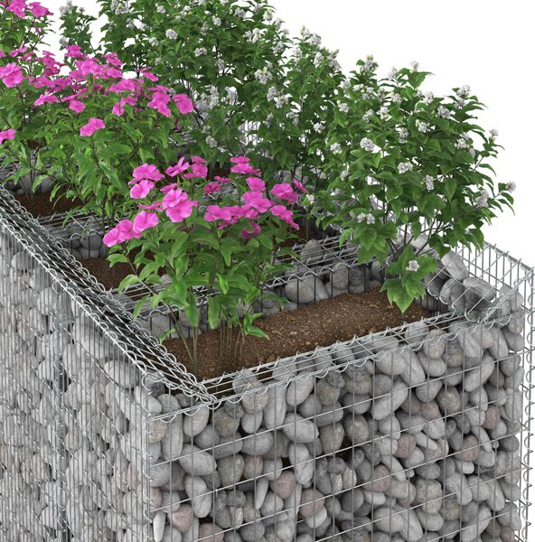 VidaXL Gabion emelt ágy 2 db 200 x 100 x 100 cm Horganyzott Acél Ezüst