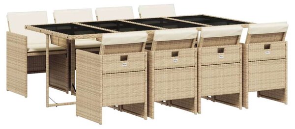 VidaXL Polyrattan Kerti Étkezőgarnitúra - 9 részes - Bézs