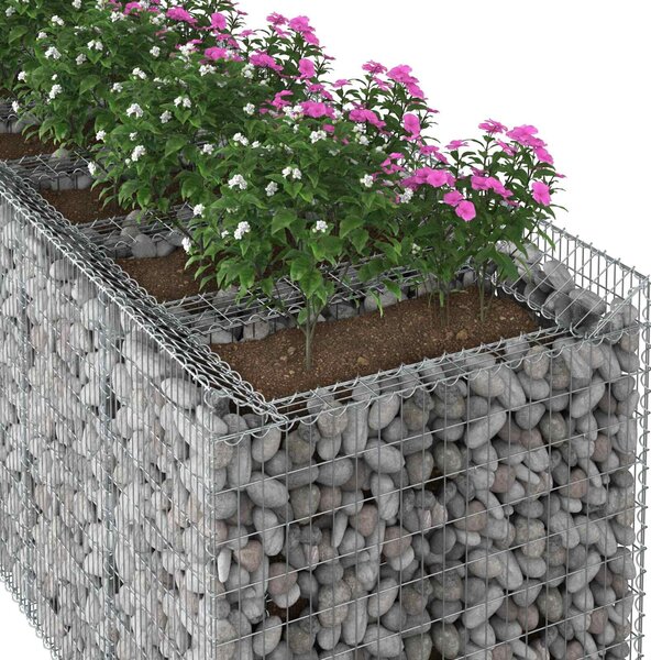 VidaXL Gabion emelt ágy 3 db 300 x 100 x 100 cm Horganyzott Acél Ezüst
