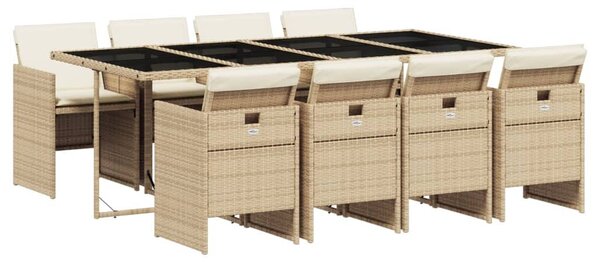 VidaXL Polyrattan Kerti Étkezőgarnitúra - 9 részes - Bézs