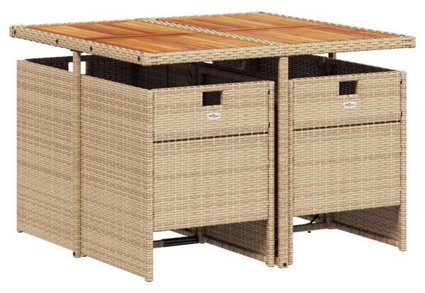 Polyrattan Kerti Étkezőgarnitúra - 5 részes - Bézs