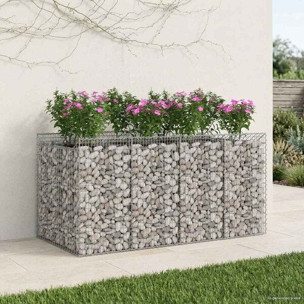 VidaXL Gabion emelt ágy 2 db 200 x 100 x 100 cm Horganyzott Acél Ezüst