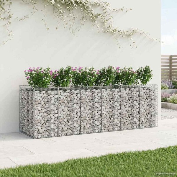 VidaXL Gabion emelt ágy 3 db 300 x 100 x 100 cm Horganyzott Acél Ezüst
