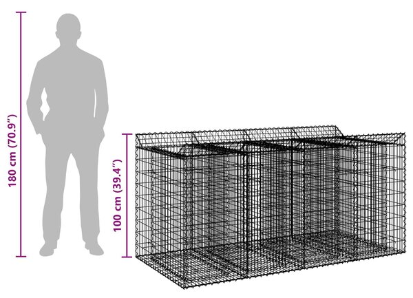 VidaXL Gabion emelt ágy 2 db 200 x 100 x 100 cm Horganyzott Acél Ezüst