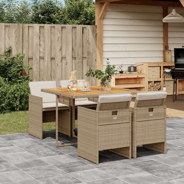 Polyrattan Kerti Étkezőgarnitúra - 5 részes - Bézs