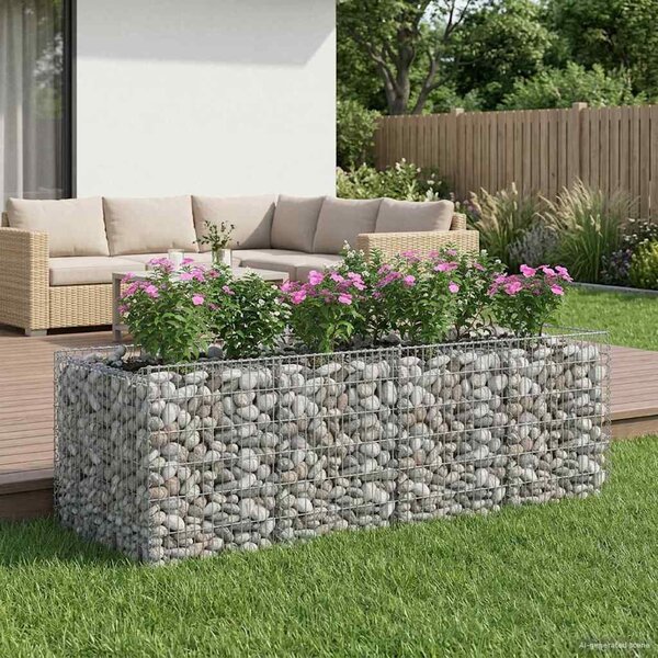 VidaXL Gabion emelt ágy 2 db 200 x 100 x 100 cm Horganyzott Acél Ezüst