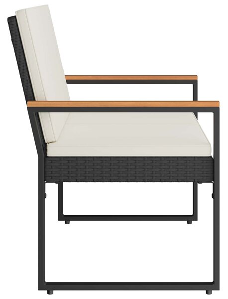 VidaXL Kerti pad Fekete és krémfehér 107 x 61 x 80 cm polirattan