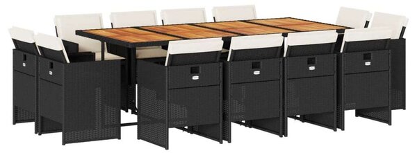 VidaXL 13 részes fekete polyrattan kerti ülőgarnitúra párnákkal