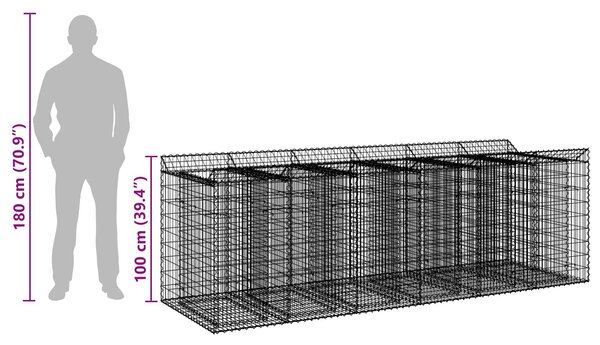 VidaXL Gabion emelt ágy 3 db 300 x 100 x 100 cm Horganyzott Acél Ezüst