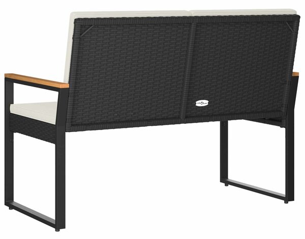 VidaXL Kerti pad Fekete és krémfehér 107 x 61 x 80 cm polirattan
