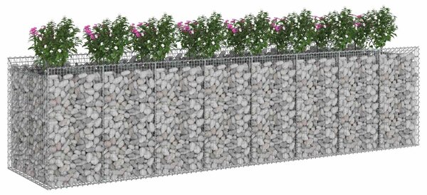 VidaXL Gabion emelt ágy 4 db 400 x 100 x 100 cm Horganyzott Acél Ezüst