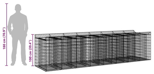 VidaXL Gabion emelt ágy 4 db 400 x 100 x 100 cm Horganyzott Acél Ezüst