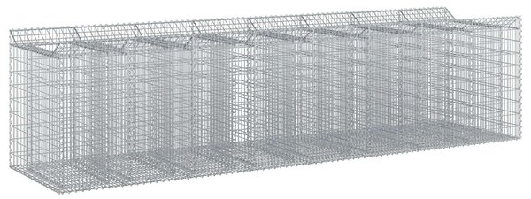 VidaXL Gabion emelt ágy 4 db 400 x 100 x 100 cm Horganyzott Acél Ezüst