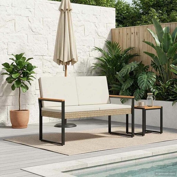 VidaXL Kerti pad Beige és Krémszínű 107 x 61 x 80 cm polirattan