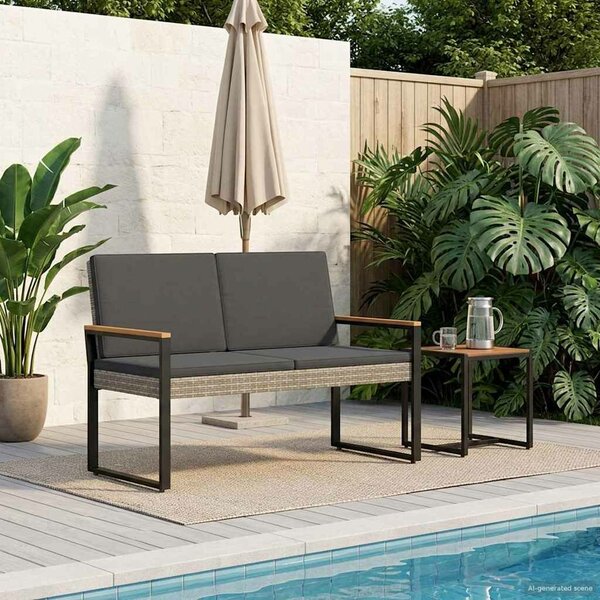 VidaXL Kerti pad Szürke és sötétszürke 107 x 61 x 80 cm polirattan