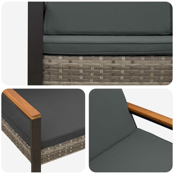 VidaXL Kerti pad Szürke és sötétszürke 107 x 61 x 80 cm polirattan