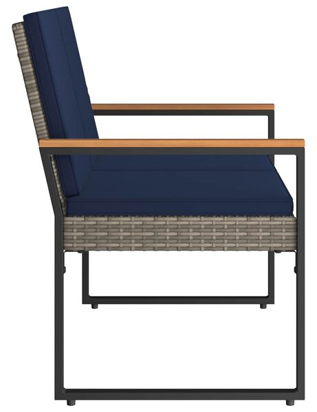 VidaXL Kerti pad Szürke és sötétkék 107 x 61 x 80 cm polirattan