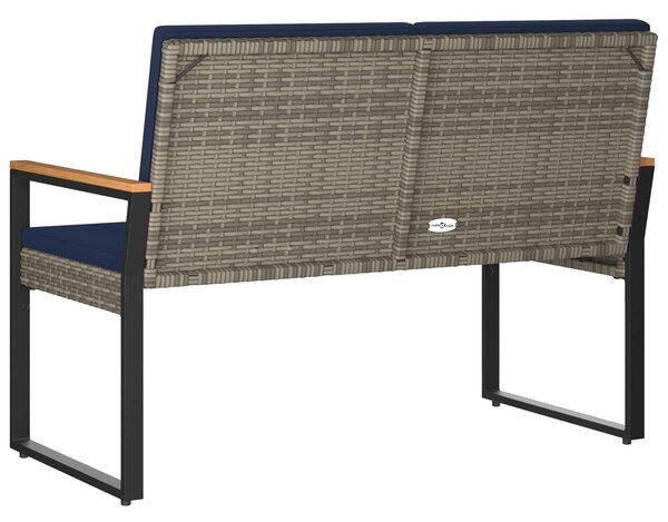 VidaXL Kerti pad Szürke és sötétkék 107 x 61 x 80 cm polirattan