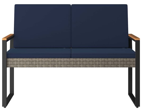 VidaXL Kerti pad Szürke és sötétkék 107 x 61 x 80 cm polirattan