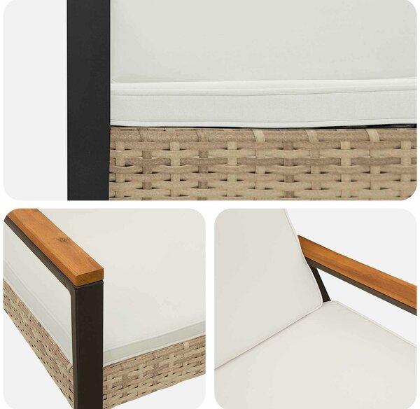 VidaXL Kerti pad Beige és Krémszínű 107 x 61 x 80 cm polirattan