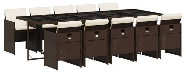 VidaXL 11 részes barna polyrattan kerti ülőgarnitúra párnákkal