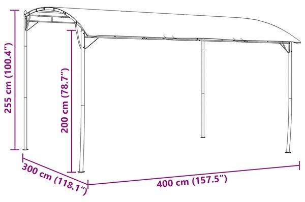 VidaXL Pavilon 4 x 3 x 2,55 m, Szövet és Alumínium 180, Zöld