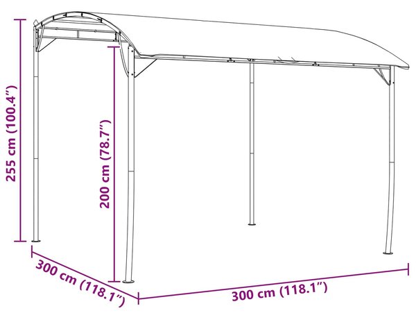 VidaXL Pavilon 3 x 3 x 2,55 m, Szövet és Alumínium 180, Zöld
