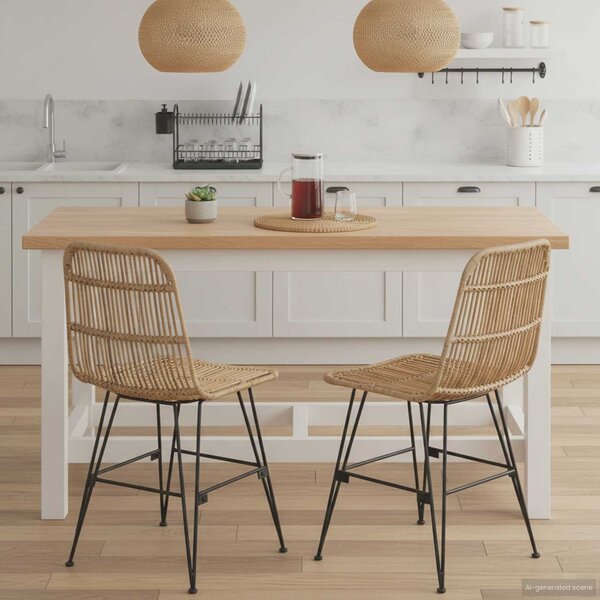 VidaXL Étkezőszék 2 pcs Természetes 41 x 55 x 85 cm Rattan és acél