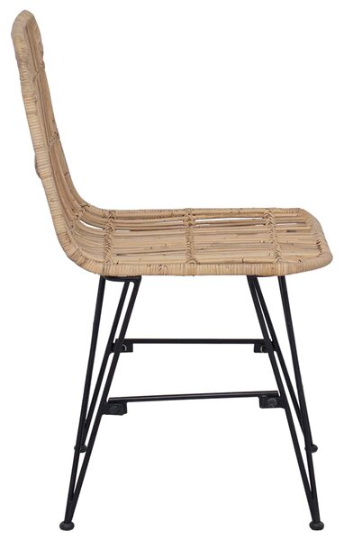 VidaXL Étkezőszék 2 pcs Természetes 41 x 55 x 85 cm Rattan és acél