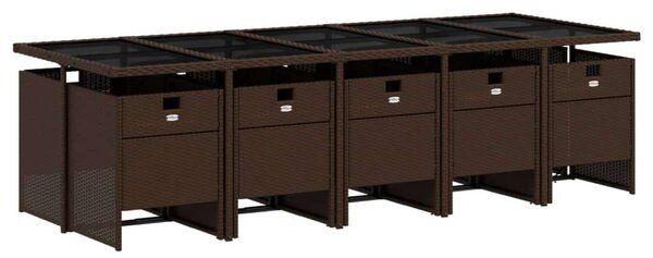VidaXL 11 részes barna polyrattan kerti ülőgarnitúra párnákkal