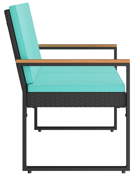 VidaXL Kerti pad párnával Fekete és Türkiz 107 x 61 x 80 cm polirattan
