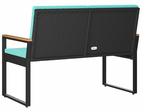 VidaXL Kerti pad párnával Fekete és Türkiz 107 x 61 x 80 cm polirattan