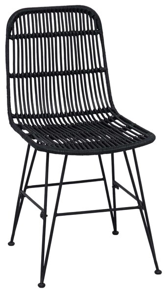 VidaXL Étkezőszék 2 pcs Fekete 41 x 55 x 85 cm Rattan és acél