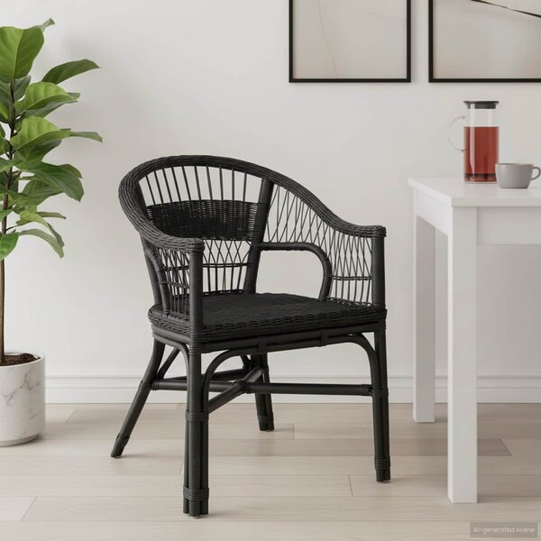 VidaXL Összecsukható Szék Rattan Fekete 60 x 60 x 81 cm
